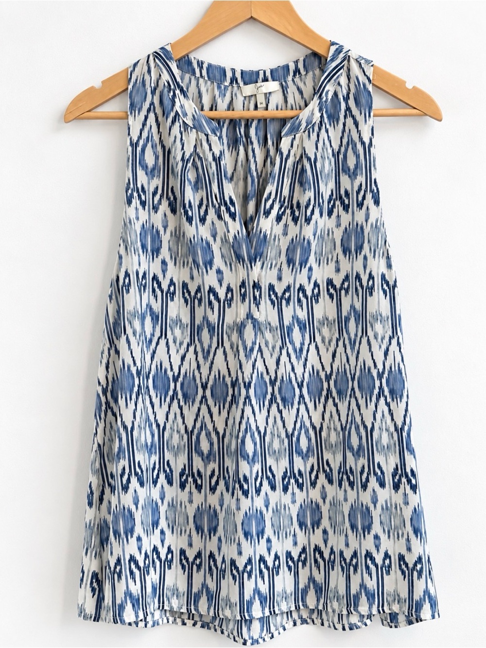 Joie Aruna Ikat Blouse Boho Resort Blue Ivory Women’s Medium